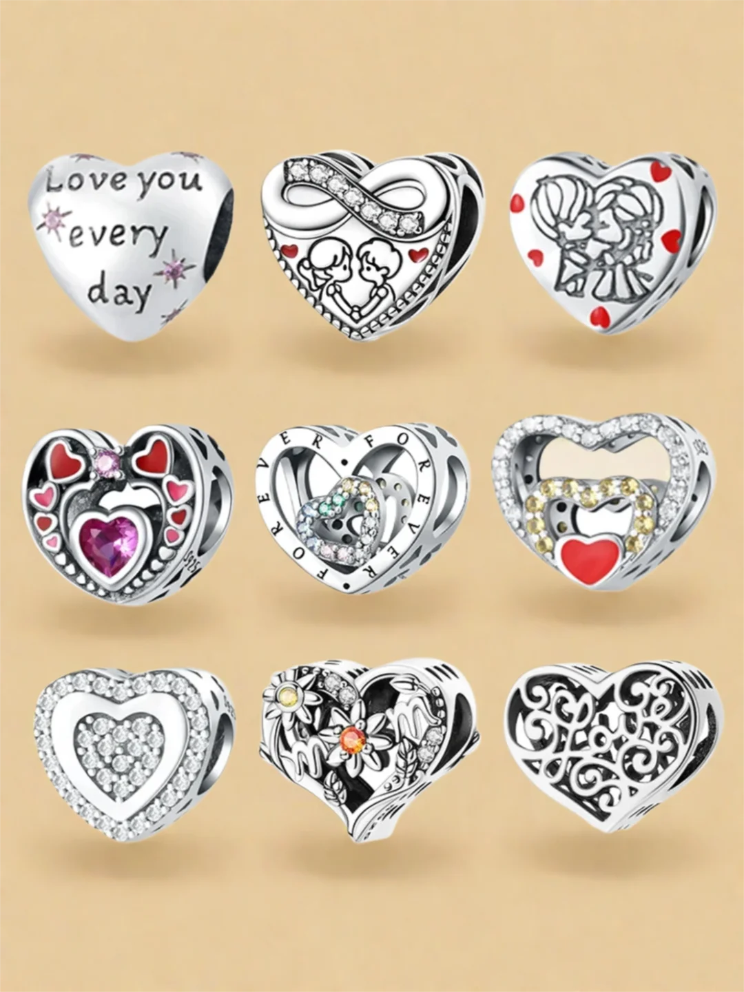 

Элегантные подвески из серебра 925 пробы, подвеска в форме сердца Love You, подходят для оригинальных браслетов, бусины для женщин, изготовление ювелирных изделий своими руками, подарочные ювелирные изделия