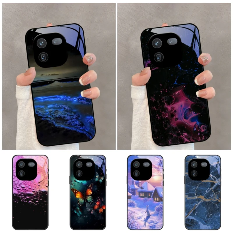 ل Vivo iQOO 12 Coque 12 Pro 5G موضة الزجاج المقسى الأسود الهاتف الزجاج الحال بالنسبة vivo iQOO 10 Pro Fundas 11S 11 غطاء الوفير