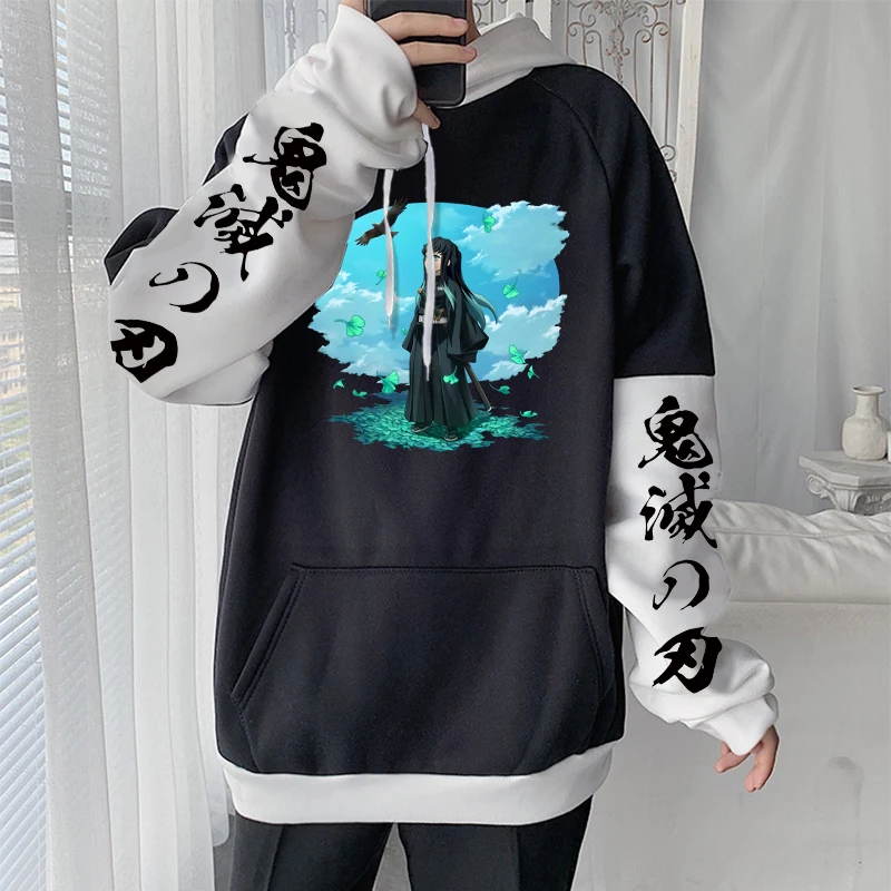 Tokitou Muichirou Demon Slayer Printed Hoodies Kawaii Trend Printed Plus Size Hooded Tops Winter Warm Comfortable Sweatshirts