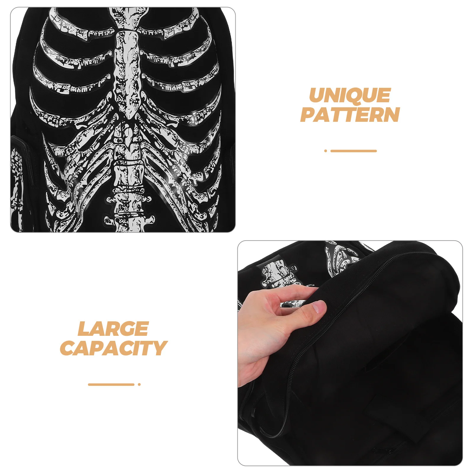 1Pcs Backpack Black White Large Capacity School Bag for Teenage Boys Girls Outdoor Travel Sports Students Hip-