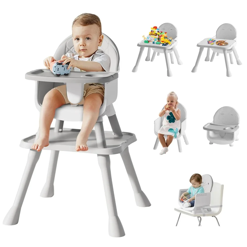 

6-in-1 Convertible Baby High Chair – Booster Seat, Kids Learning Table & Chair for Babies to Toddlers, Ideal for Kitchen,Nursery