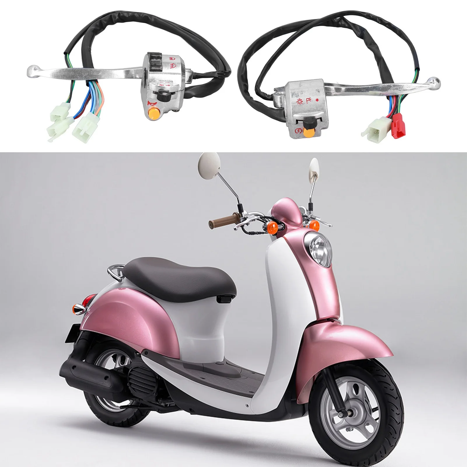 

Кнопка фар на руле, антикоррозийная левая и правая многофункциональная ручка барабанного тормоза для китайского скутера 50cc