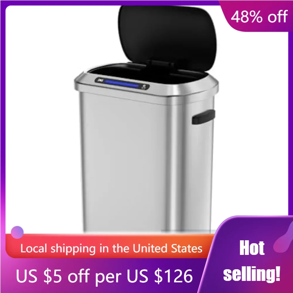 13 Gallon 50L Smart Automatic Trash Can With Lid Household Cleaning Tools Accessories Merchandises Home Garden Freight free