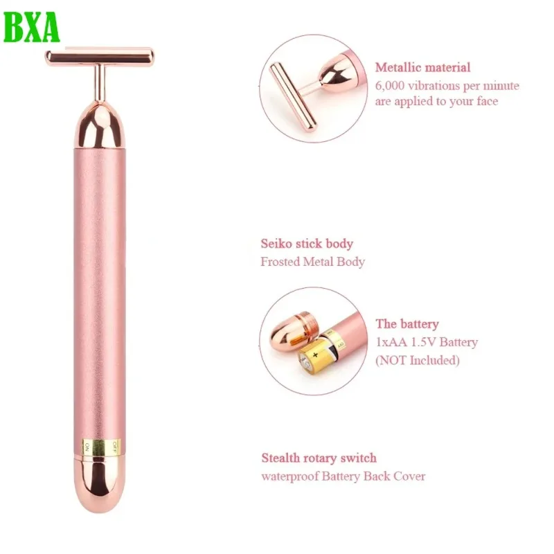 

New Vibrating Facial Massager 24K Gold Roller Slimming Facial Skin Beauty Pulse Firming Face Massage Lift Tightening Wrinkle Bar