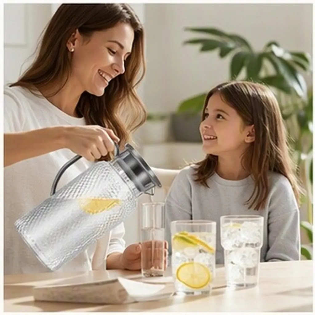 2Pcs Acrylic Juice Pitchers Plastic Pitcher Strong Material Drink Containers for Storing Fresh Juice Water Iced Tea