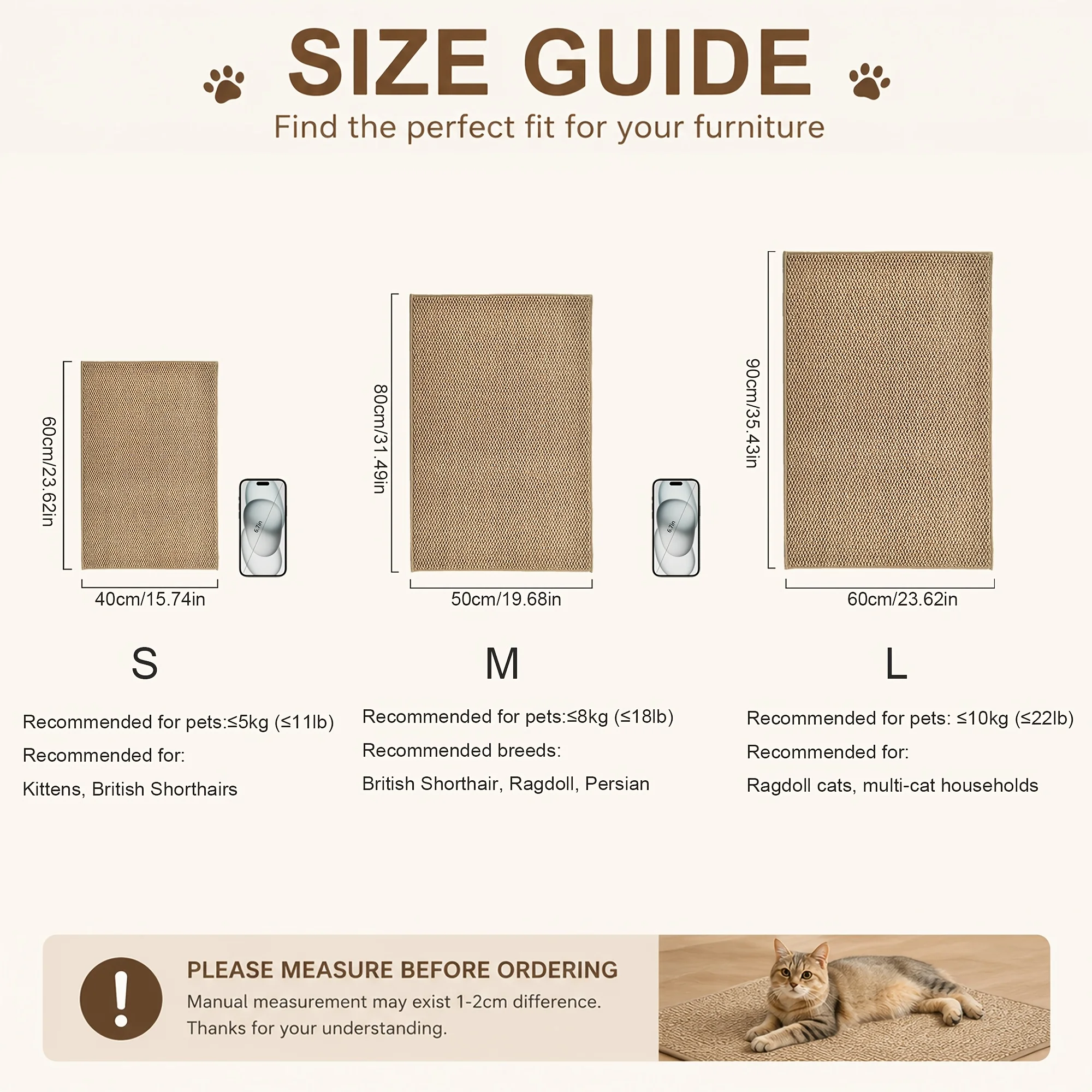 Cat Scratcher Sisal Mat Board Cat Scratch for Sharpen Nails Scraper Cat Scratching Post Sofa Mats Furniture Protector