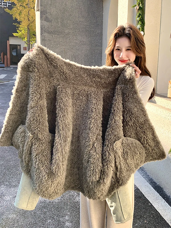 Ladies ort Thiened Fce Lined Lamb Fur Jaet Warm Casual Sle Women's Coat Korean Version Cotton Clothes Top