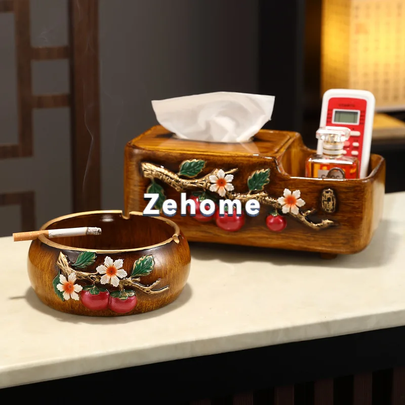 New Chinese ceramic persimmon decoration tissue box, living room desktop coffee table creative pumping paper box,