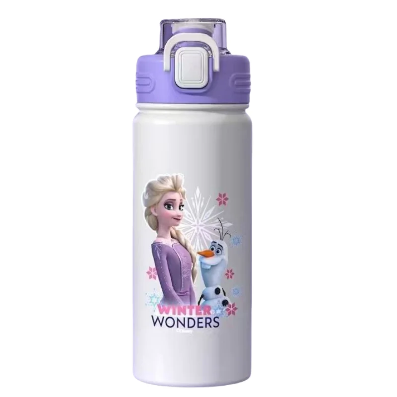 Frozen Elsa animatie perifere creatieve cartoon bedrukte roestvrijstalen stro thermosbeker student draagbare waterbeker cadeau