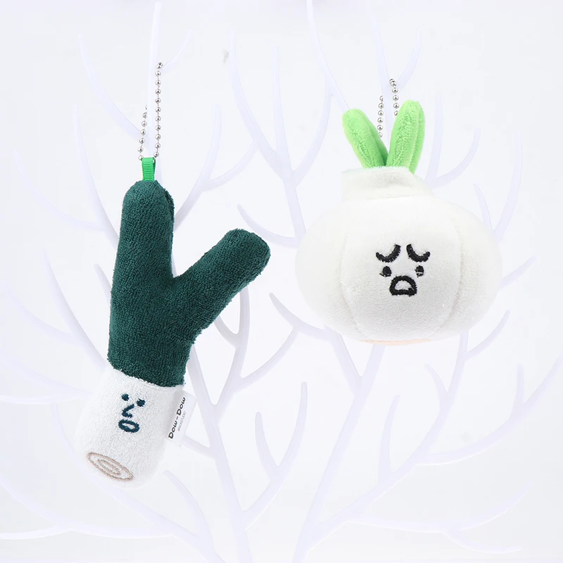 Cute Plush Vegetable Pendant Backpack Decoration Cartoon Design Garlic Green Onion Shape Key Chain Children Toy Gifts