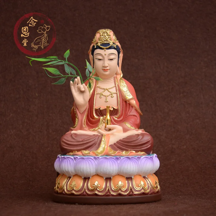 

Western Three Saints Guanyin Bodhisattva Statue Resin Painted Guanyin Buddha Statue Offering Decoration Blessing and Peace