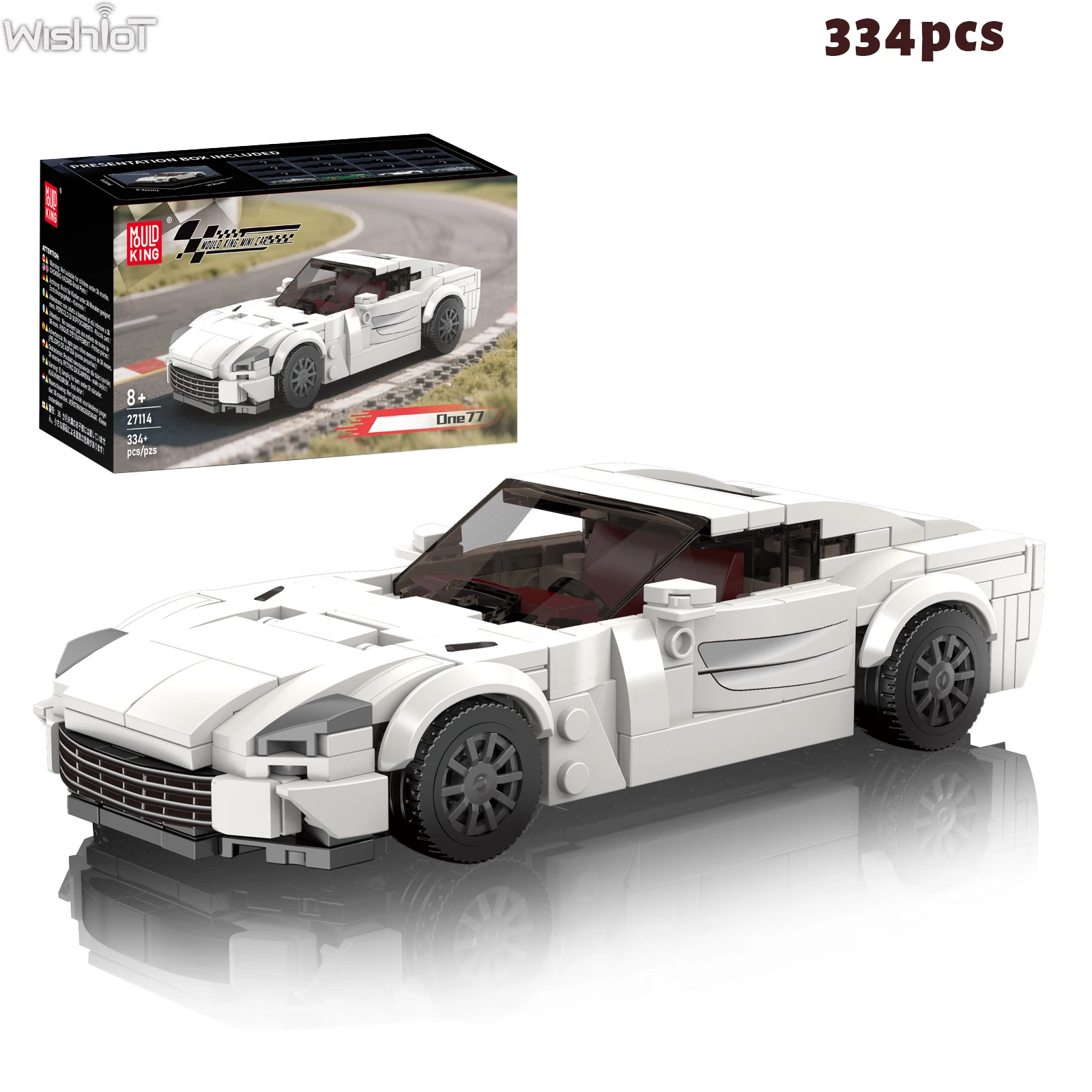 قالب King 27114 ONE 77 Supercar 334 قطعة مكعبات بناء نموذج سيارة رياضية كلاسيكية مع صندوق عرض ألعاب قابلة للجمع هدايا