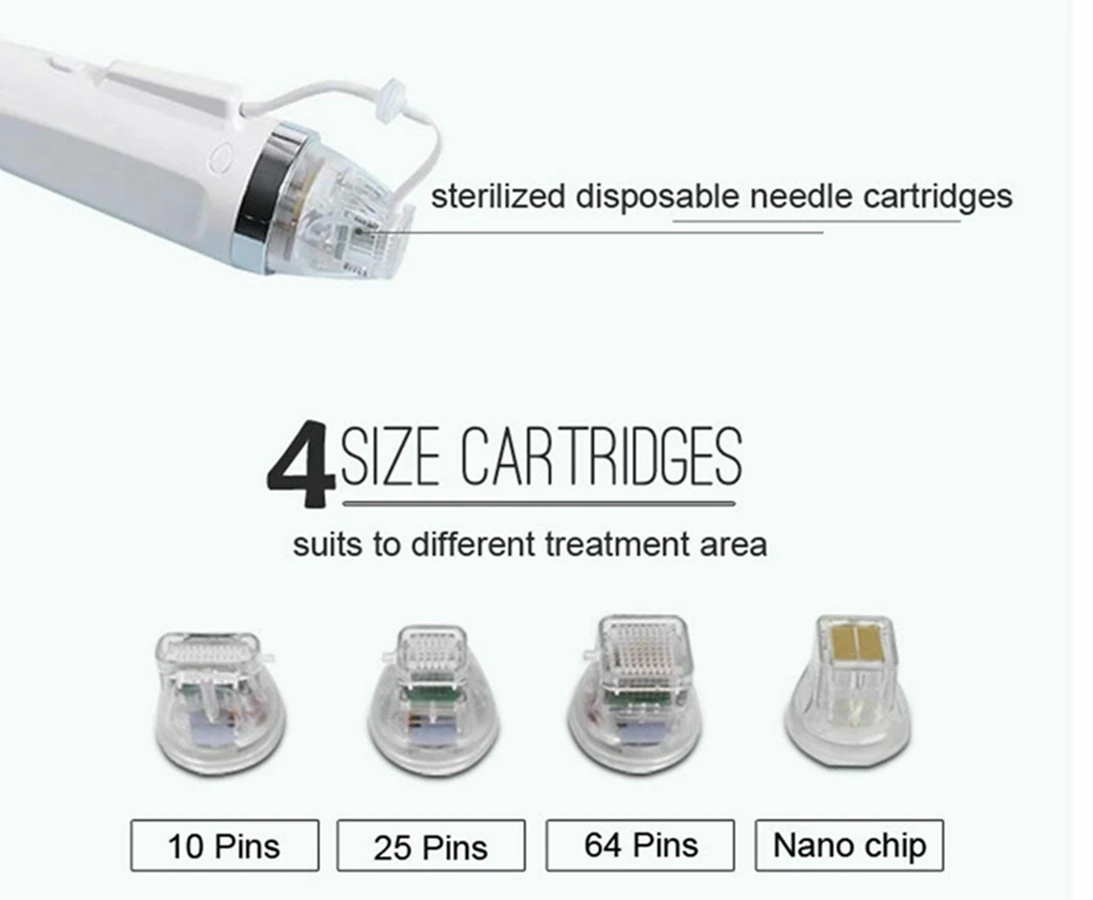 Microcartuchos RF desechables para máquina RF fraccional, cabezal de aguja de repuesto, 10 pines, 25 pines, 64 pines y puntas de tatuaje Nano