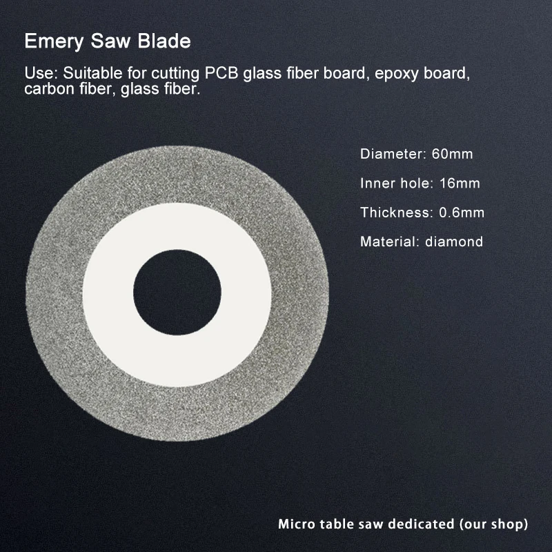 Emery Saw Blade 60mm Diamond PCB Glass Fiber Copper Clad Epoxy Board Carbon Fiber Cutting Sheet Small Slice for DIY Woodworking