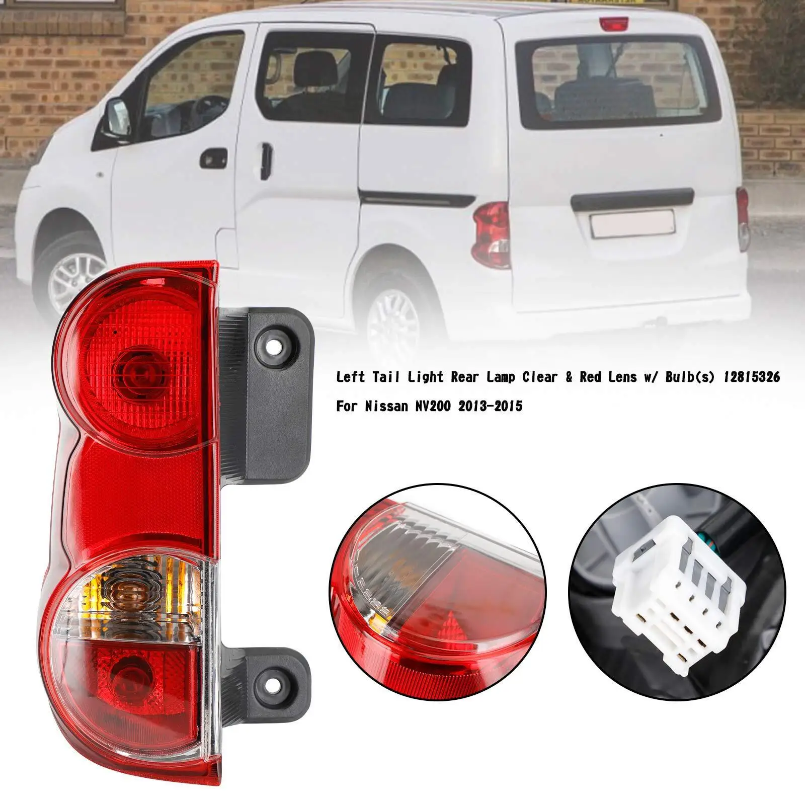 

Left Tail Light Rear Lamp Lens w/ Bulb(s) 12815326 For Nissan NV200 2013-18