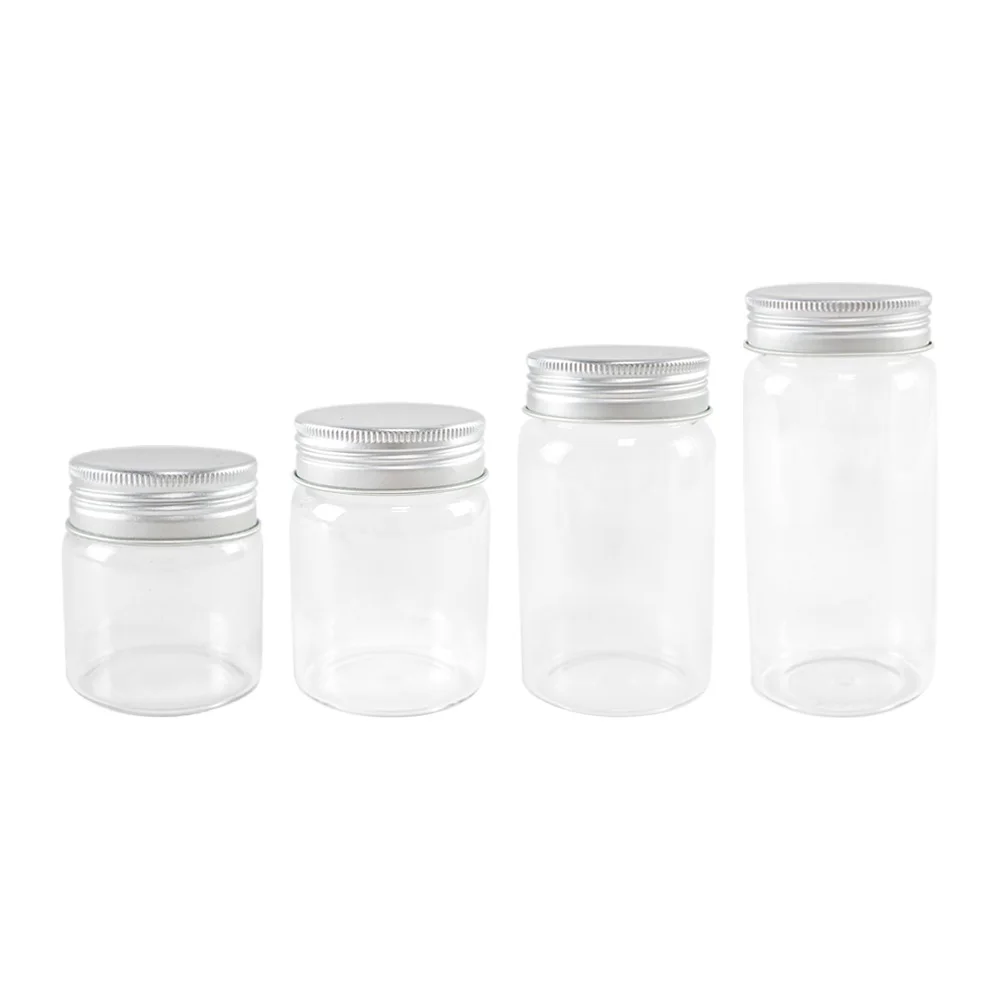 

6Pcs 50ml 80ml 100ml 150ml Hyaline Glass Vials with Silver Aluminum Lid Gifts Crafts Cosmetic Bottle Refillable Jars