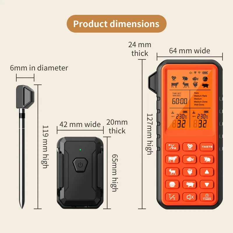 BBQ Bluetooth dual probe wireless oven smart APP kitchen food barbecue barbecue temperature measurement