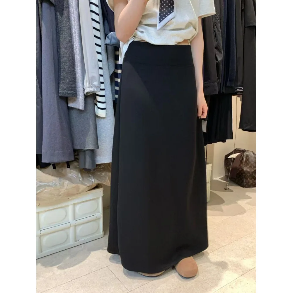 

High Waist A-Line Midi Skirt Women's Chic Versatile Faionable Simple Straight Casual High Waist Slimming Long Skirts