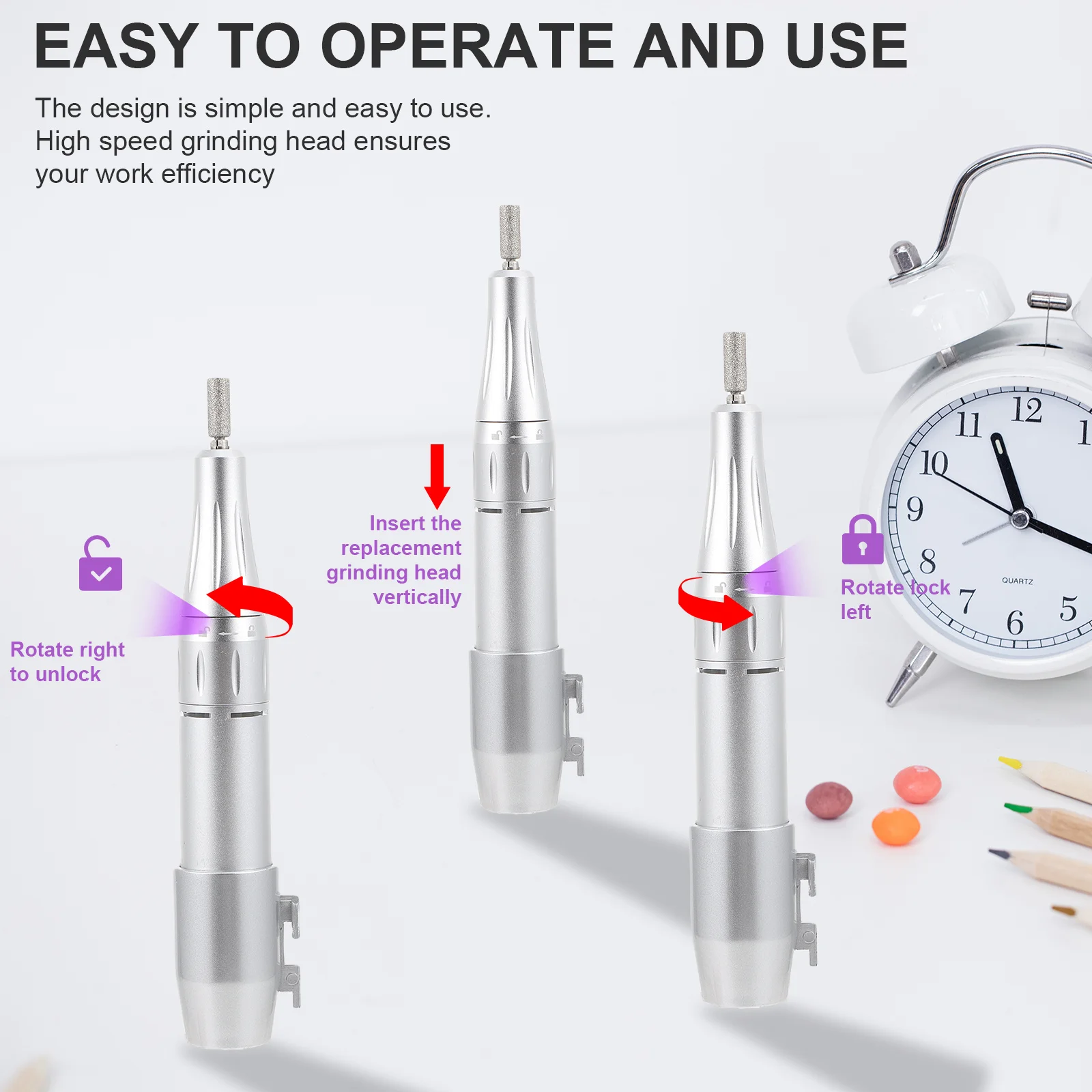 Perceuse à ongles électrique, stylo, broyeur de manucure Portable Rechargeable pour le polissage des ongles, classement, fournitures d'art, outil de meulage