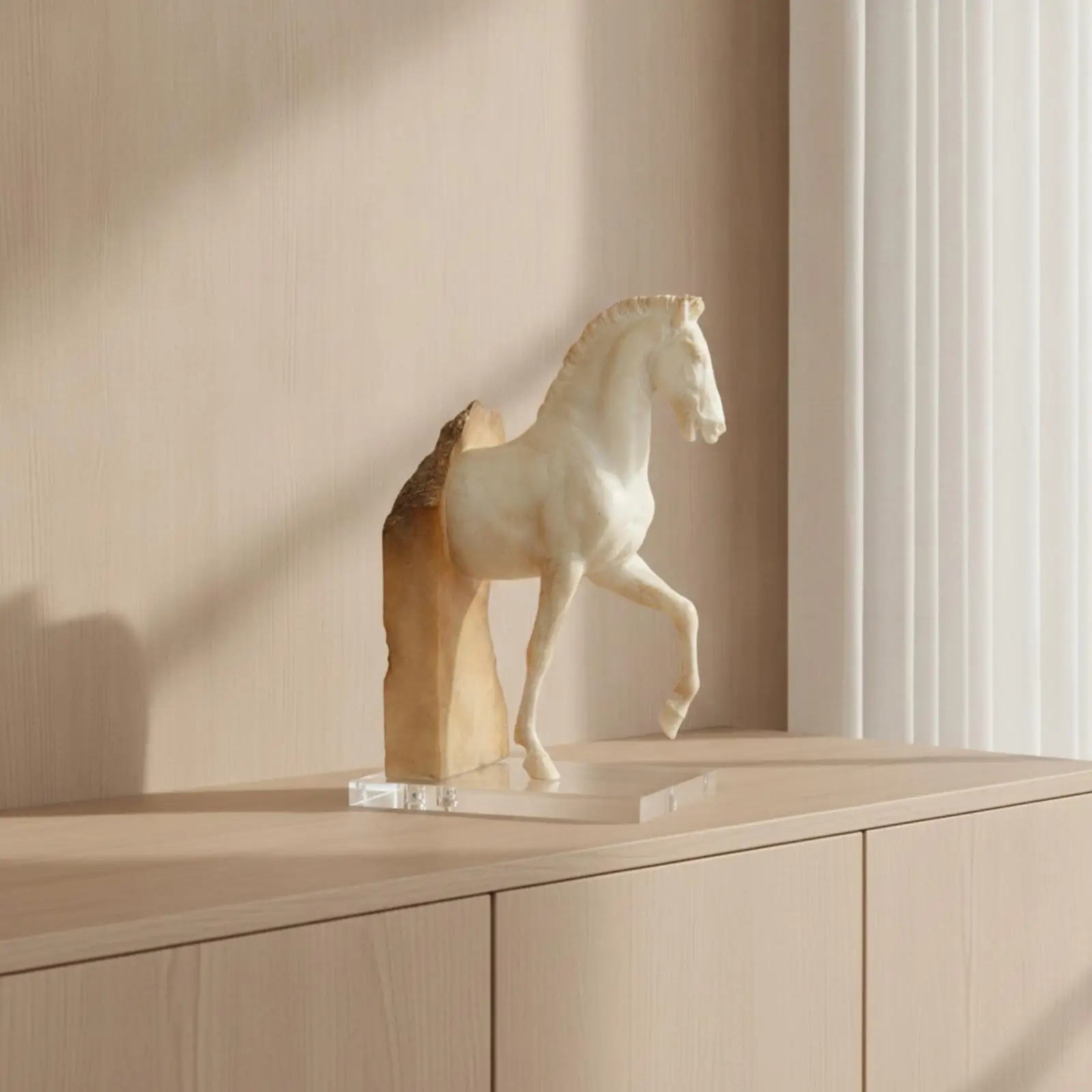 Abstract Horse Decor Figurine Retro White Resin Statue for Office Shelf Art Sculpture Modern Tabletop Accent Piece