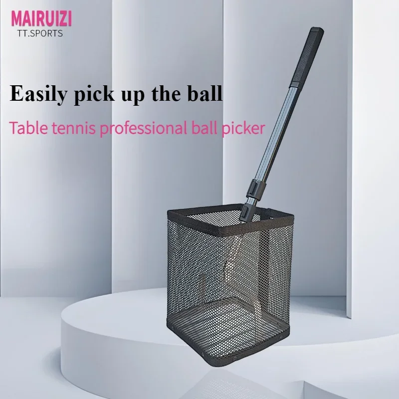 

Stainless Steel Bottom Frame Table Tennis Ball Picker Retriever Hard Mesh Frame Pingpong Ball Pick Collecter with Telescopic Rod