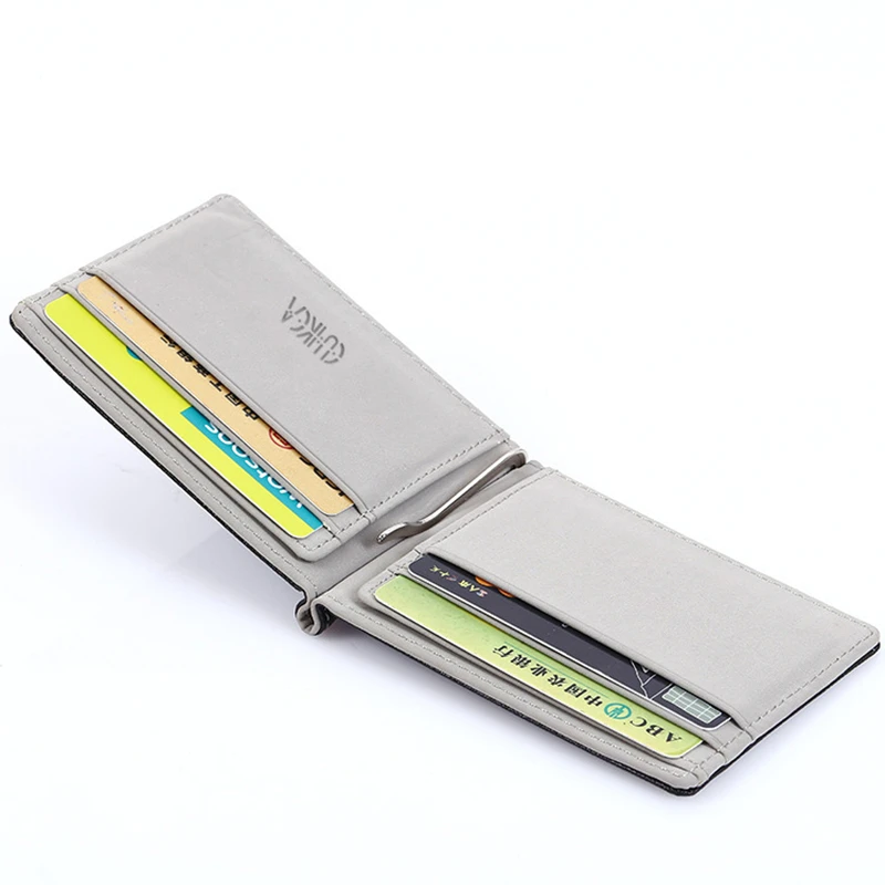 Slim Pu Leather Money Clip  Multi-card Holder Dollar Clips Men's Wallet Business Credit Card Solt Coin Purse Case for Cash