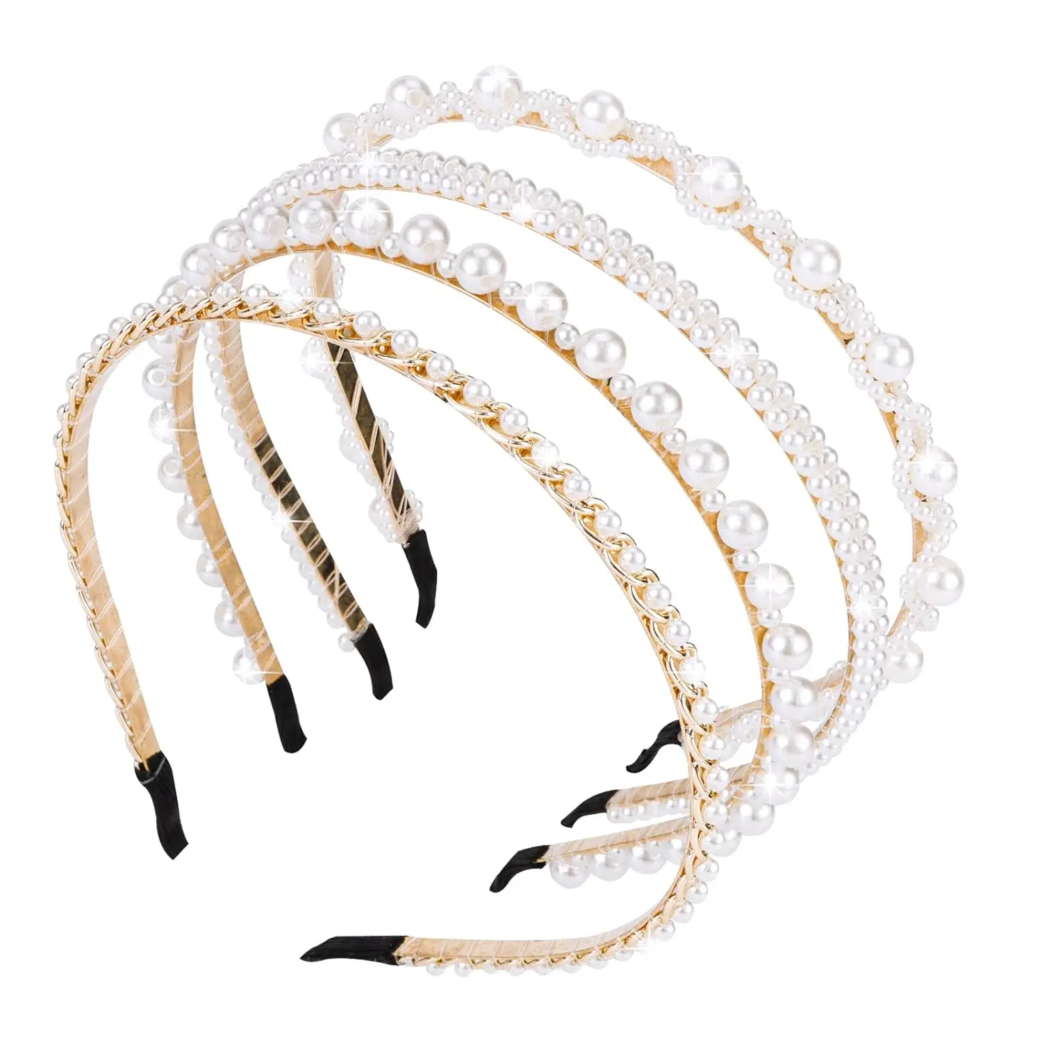 1pc Trendy Design Faux Pearls Elastic Headbands for Girls Hair Accessory