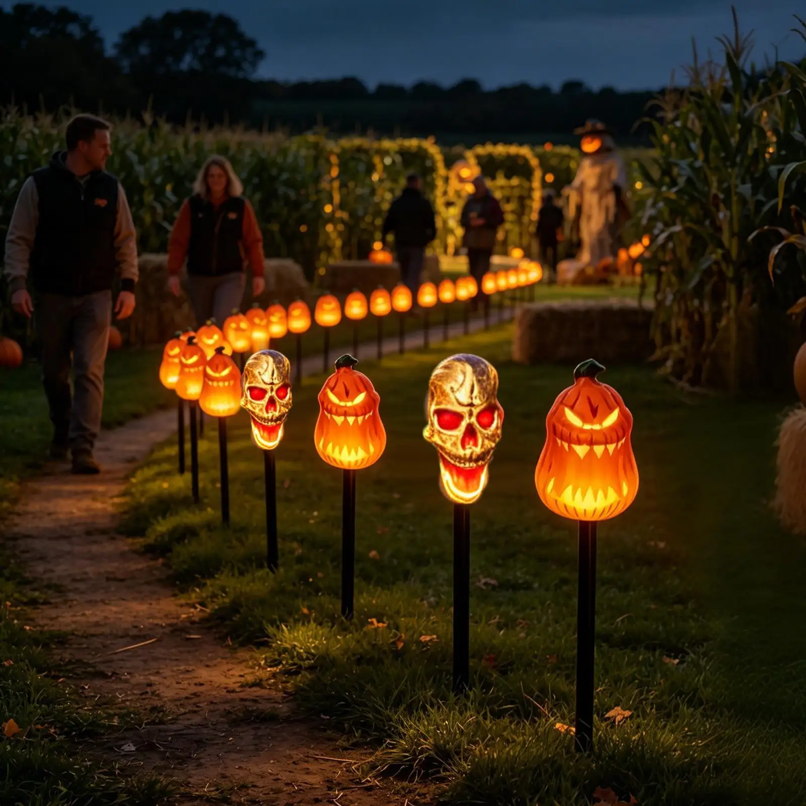 Halloween Pumpkin Stake Lights Halloween Pumpkin Ghost Lantern Waterproof Automatic Solar Stake Lights Garden Decor For Driveway