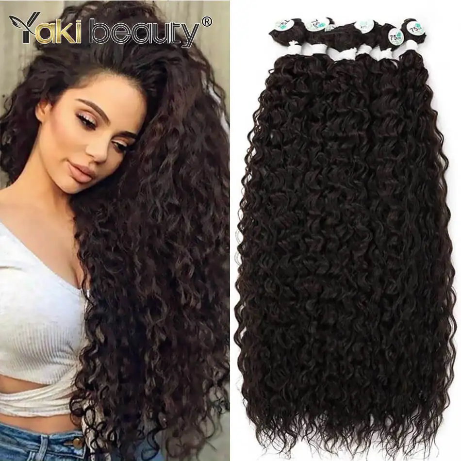 Synthetic Kinky Curly Hair Bundles Long  Jerry Curly Hair Weave Anjo Plus Hair Extensions Organic Ice Silk High Quality Weaving