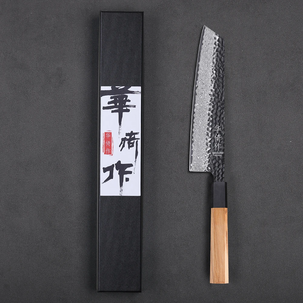 

8.2-inch Japanese Kiritsuke Chef Knife Hand Forged Damascus Steel Kitchen Knives Sharp Slicer Bunka Meat Cleaver Cooking Tools