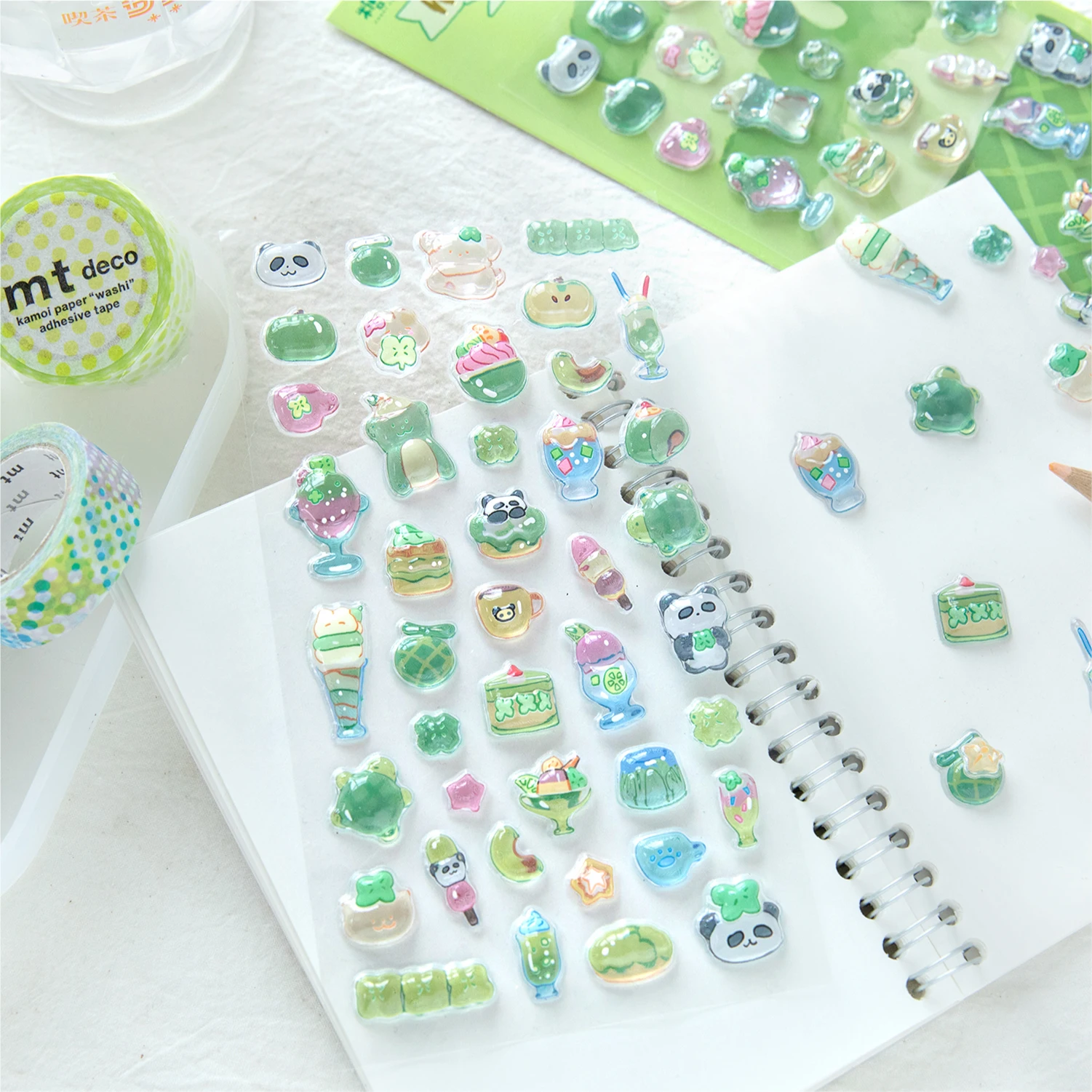 Kawaii Dessert Epoxy Stickers Set Glossy 3D Pudding Ice Cream Soda Fruit Drink Deco Stickers For Journal Scrapbooking DIY Crafts