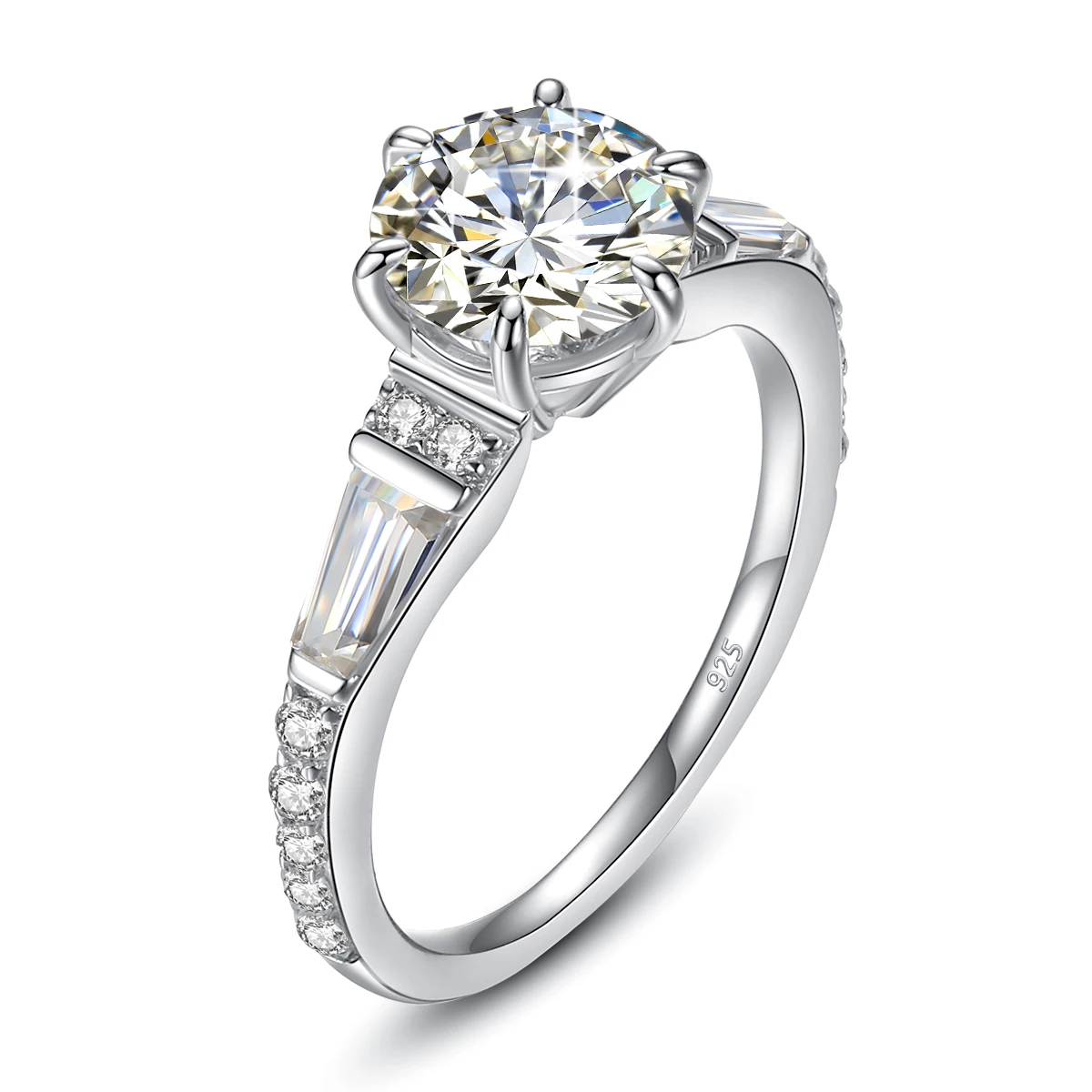  2CT Eheringe für Damen, 925 Sterling Silber, runder Schliff, Moissanit-Verlobungsring, luxuriöser Brautschmuck – Detail 8