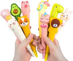 1PC Novelty Cartoon Animals Stress Relieves Squishy Gel Pen Creative Squeeze Foam Pen Signature Stationery School Office Supply