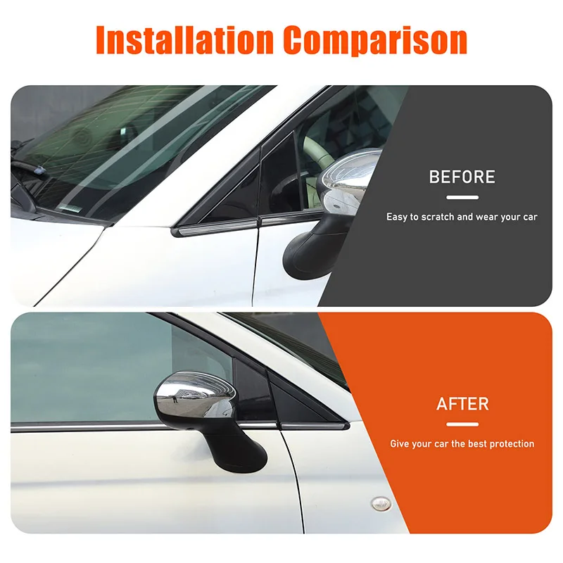 Cubierta de espejo retrovisor ABS para puerta, moldura izquierda (lado del conductor) y derecha (lado del pasajero) para Fiat 500 2010-2025, reemplaza accesorios