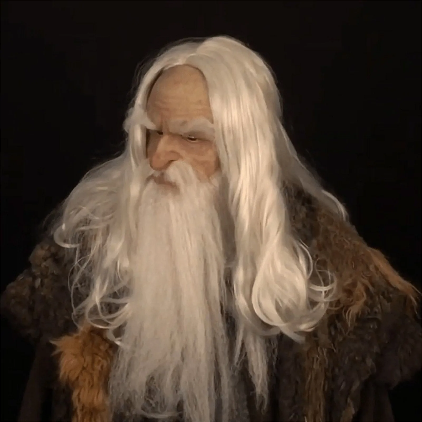 Realistic Old Man Mask White Wig and Beard Headgear Latex Full Head Mask Masquerade Halloween Party Cosplay Costume Props