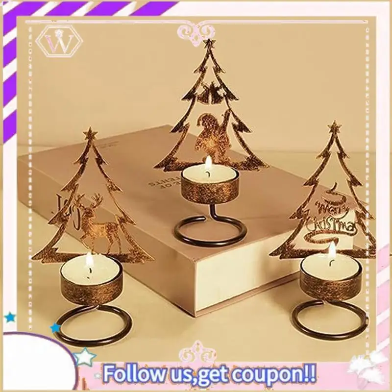 Y74A-حامل شموع معدني عيد الميلاد ماتيل الجدول محور الرنة شجرة عيد الميلاد سانتا كلو عشاء الشاي حامل مصباح سهل إنستا #6