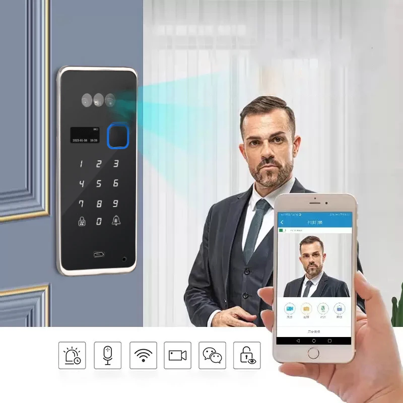 EGFirtor Embedded Face Recognition Intelligent Smart Door Lock Wifi Fingerprint Password Electronic Wooden Lock