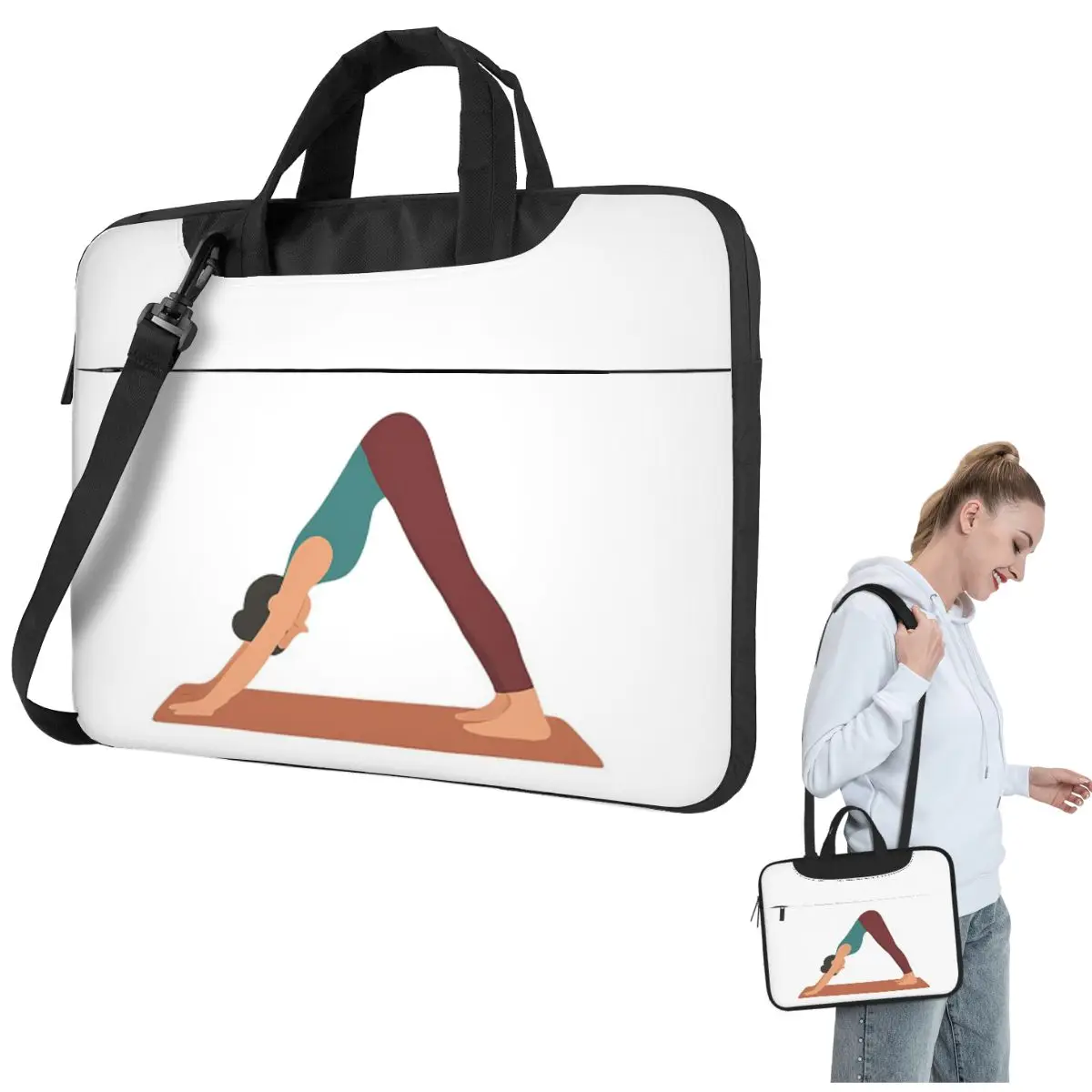 

Downward-Facing Dog Yoga Crossbody Laptop Bag Case Computer Bag 13 14 15.6 Inch Notebook Pouch for Macbook Pro