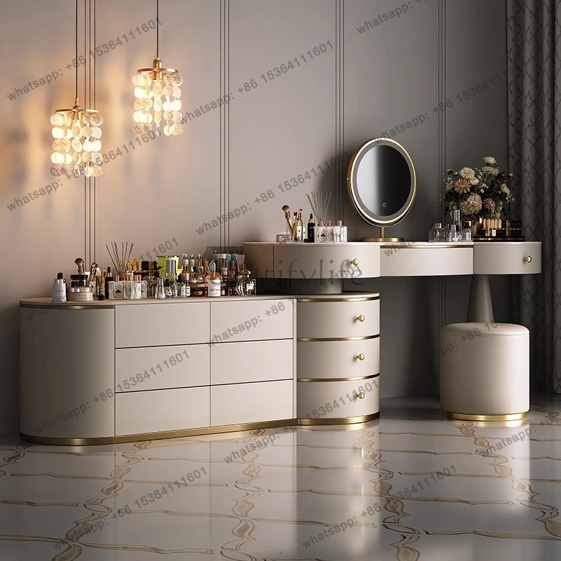 Top luxury Toiletries Makeup vanity illuminated makeup dressing table dressers with mirror desk dresser with mirror Furniture
