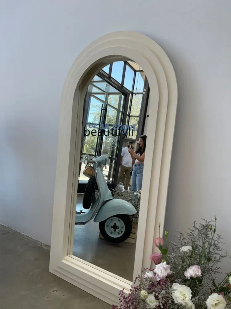 Full-length mirror wall-mounted cloakroom light luxury floor mirror arched full-length mirror