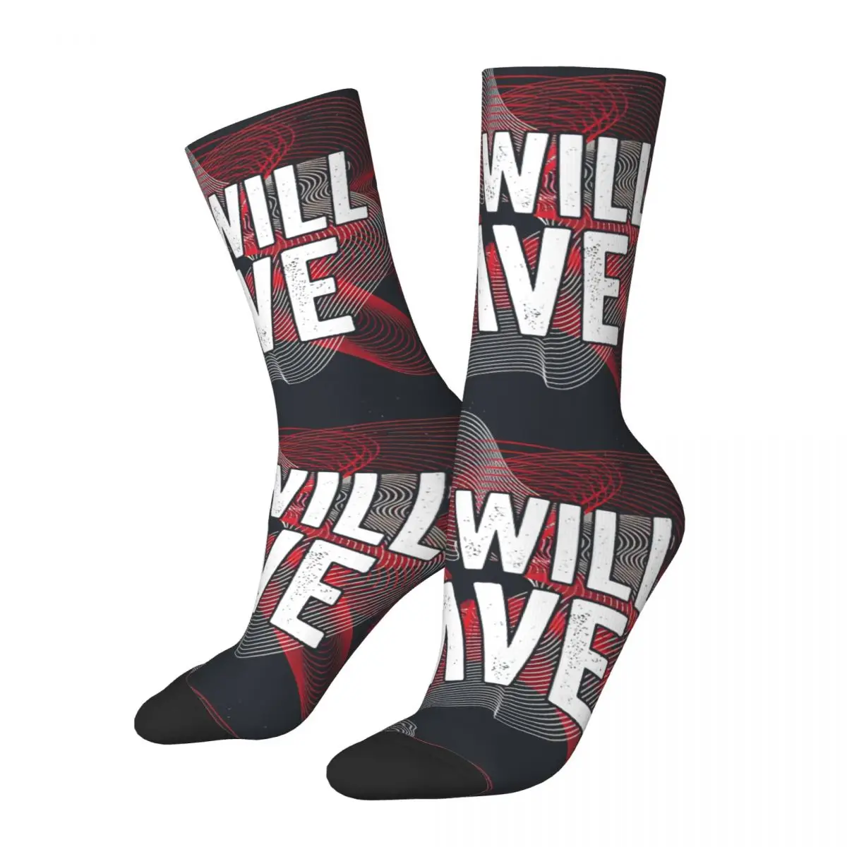 We Will Rave Sock for Men Hip Hop Harajuku Kaleen Happy Quality Pattern Printed Boys Crew Sock Novelty Gift