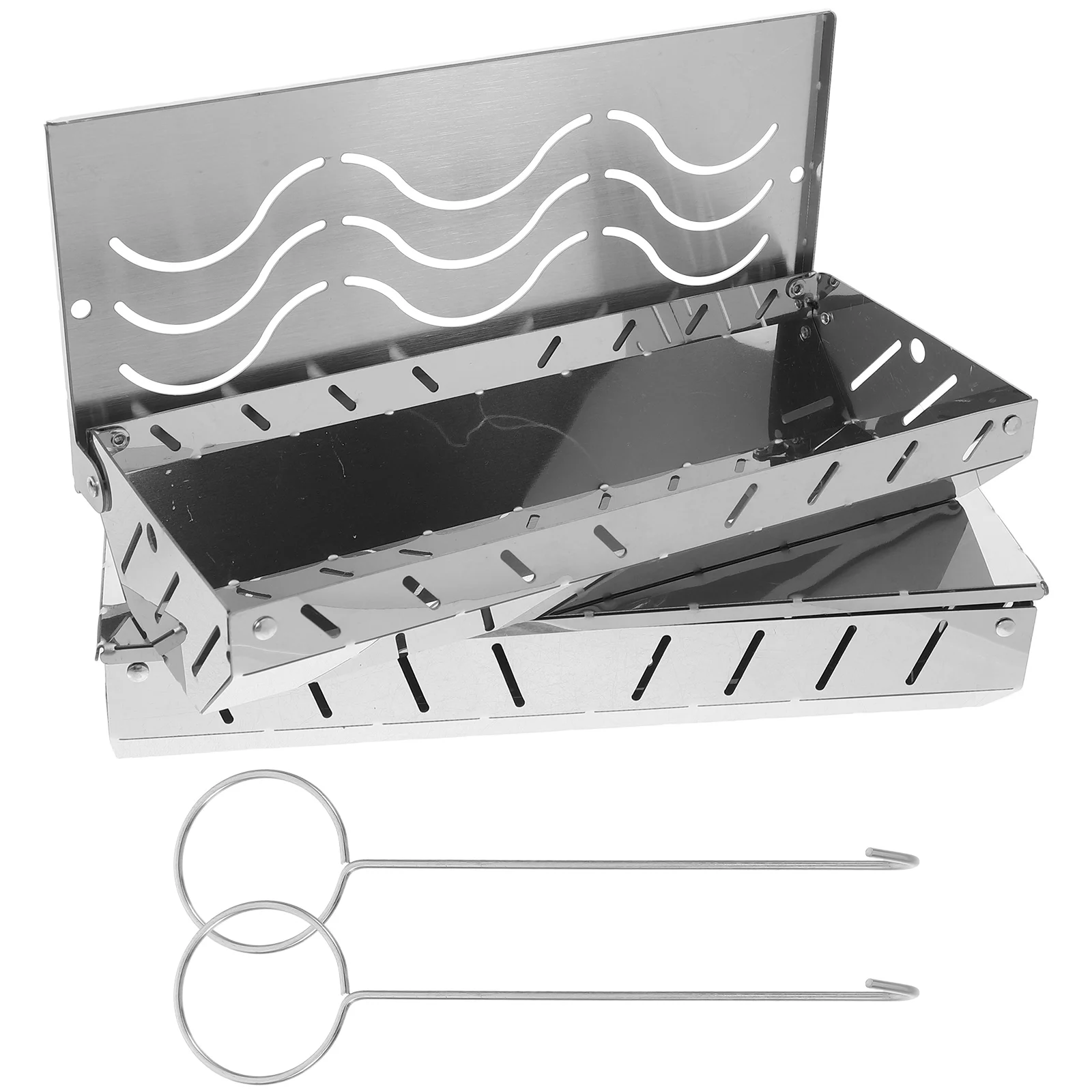 

2 Pcs Grilling Accessories Sawdust Box Bbq Smoking Container Cigarette Case Barbecue Utensil Tool