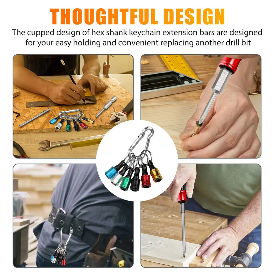 7 pz/set 1/4 "codolo esagonale cacciavite testa supporto asta di prolunga portachiavi adattatore punta da trapano sostituzione rapida