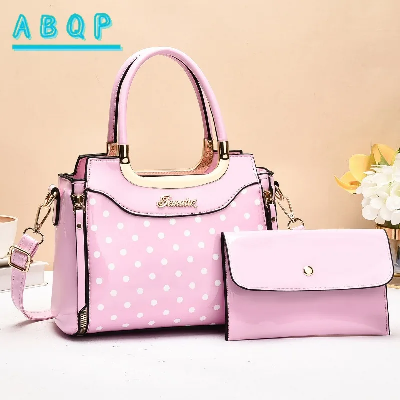 ABQP New Women's Handbags Luxury Brand Bright Leather Women's Shoulder Crossbody Bag 2-piece Set Fashionable Casual Women's Bag