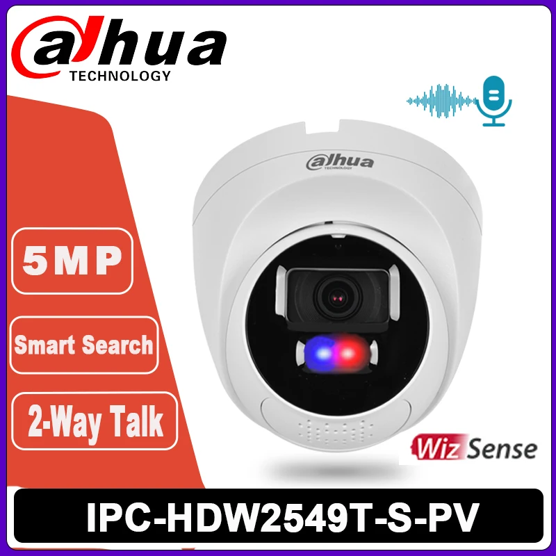 داهوا اتجاهين الصوت 5MP حماية الأمن الذكية المزدوجة الضوء الردع النشط IPC-HDW2549T-S-PV WizSense شبكة POE كاميرا جديدة