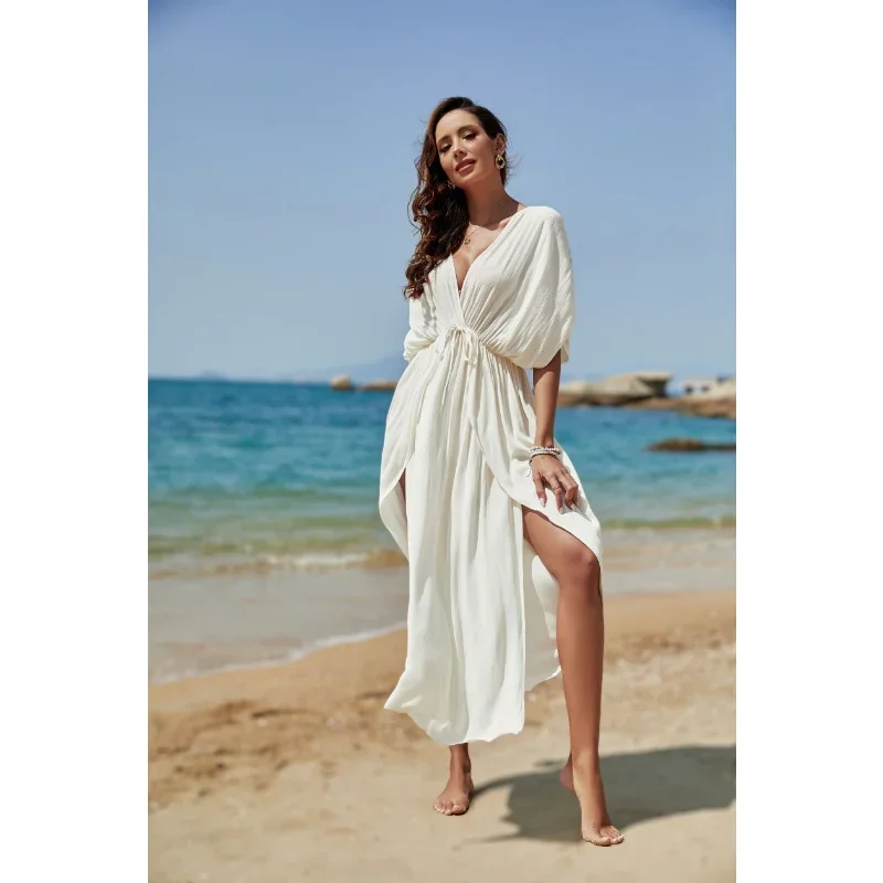 Sexy Woman Beach Cover Up Swimsuit Woman Dress 2024 Trend Bikini Cover-ups Swimwear Beach Outfits Womans Bathing Suit Vestidos