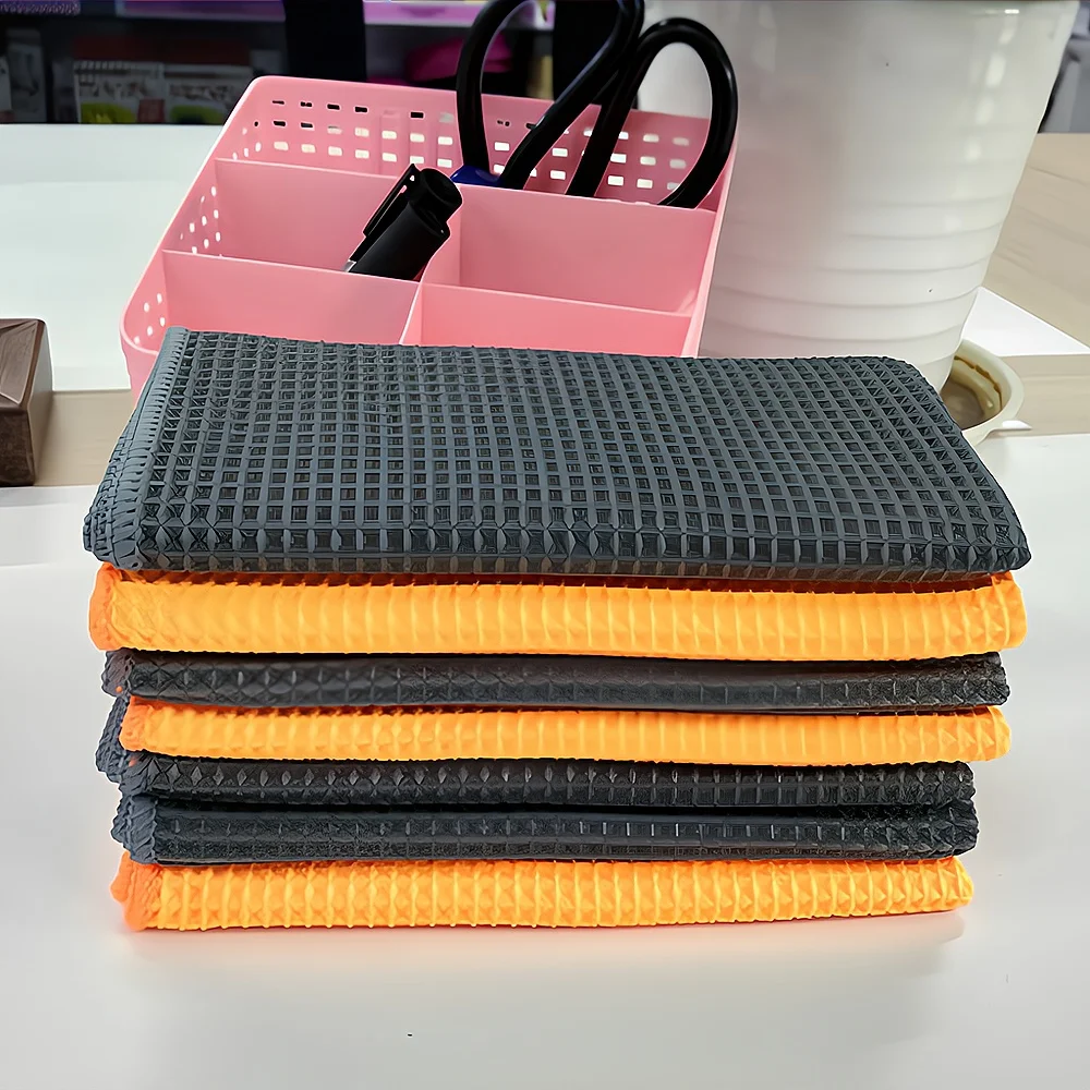 Pineapple Check Wipe Car Towel Glass Honeycomb Microfiber Waffle Wash Cloth Square Cleaning Maintenance Clean Absorbent 40*40cm