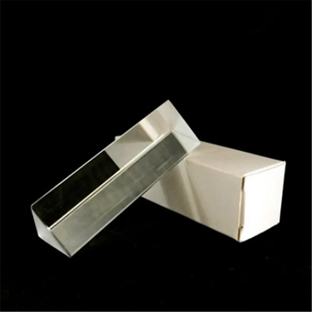 1Pc 2.5cm x 2.5cm x 8cm Rainbow Optical Glass Triple Triangular Prism Physics Teaching Light Spectrum without The Box 80x25x25mm
