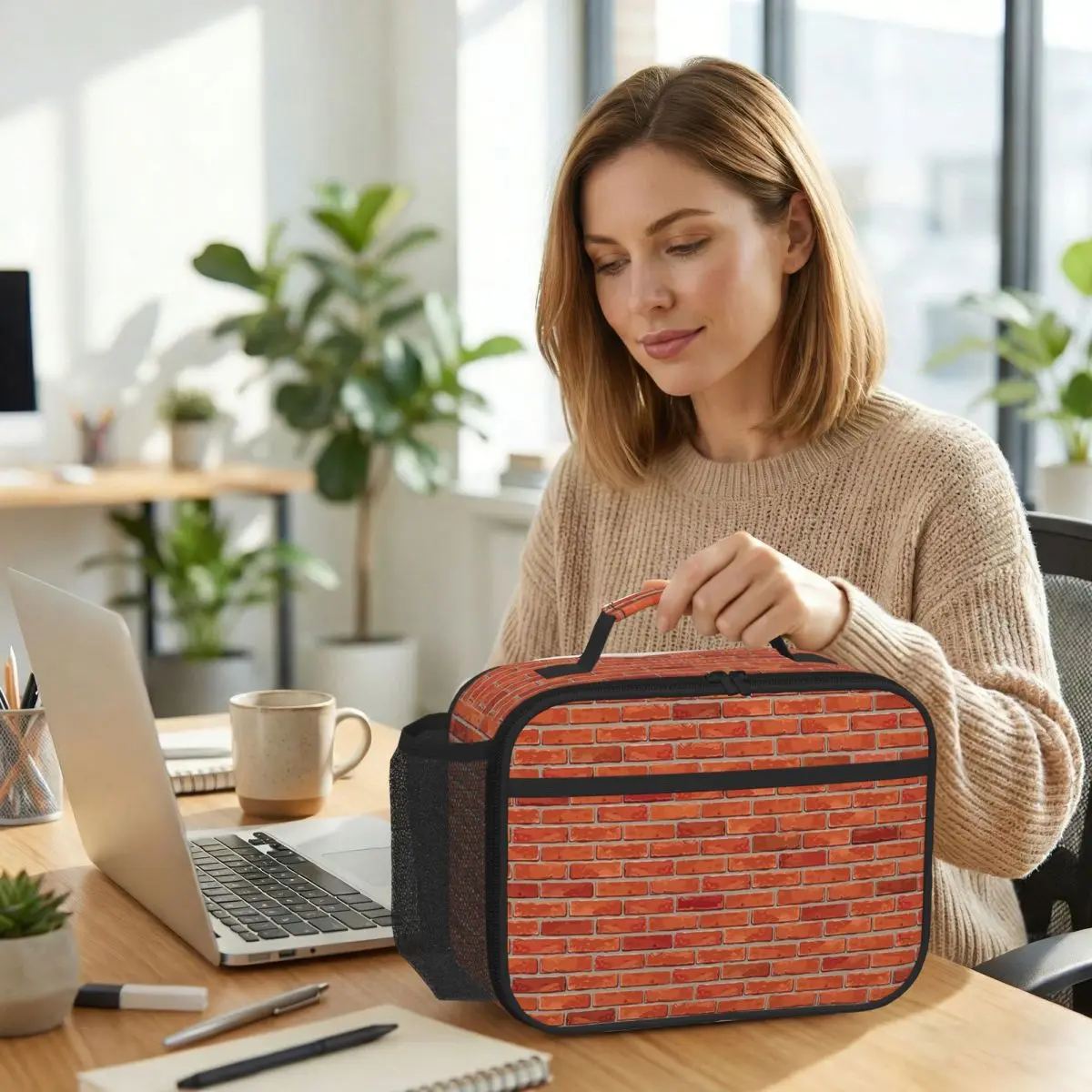 Red Brick Wall Insulated Lunch Bag for Kids School Cooler Thermal Food Box Tote Portable Lunch Boxes Container