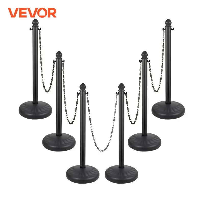 VEVOR-estanchion de plástico para exteriores, 4 piezas, 6 piezas, barrera de cola, ganchos en C, Base rellenable con cadena de plástico de 39 pulgadas para Control de multitudes de acceso